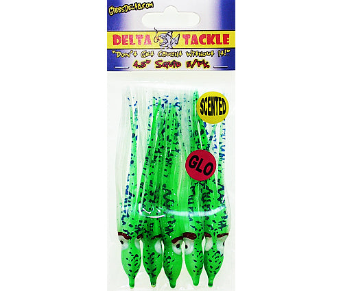 Gibbs Delta 4-1/2" Squid 5 pk - Green Luminous