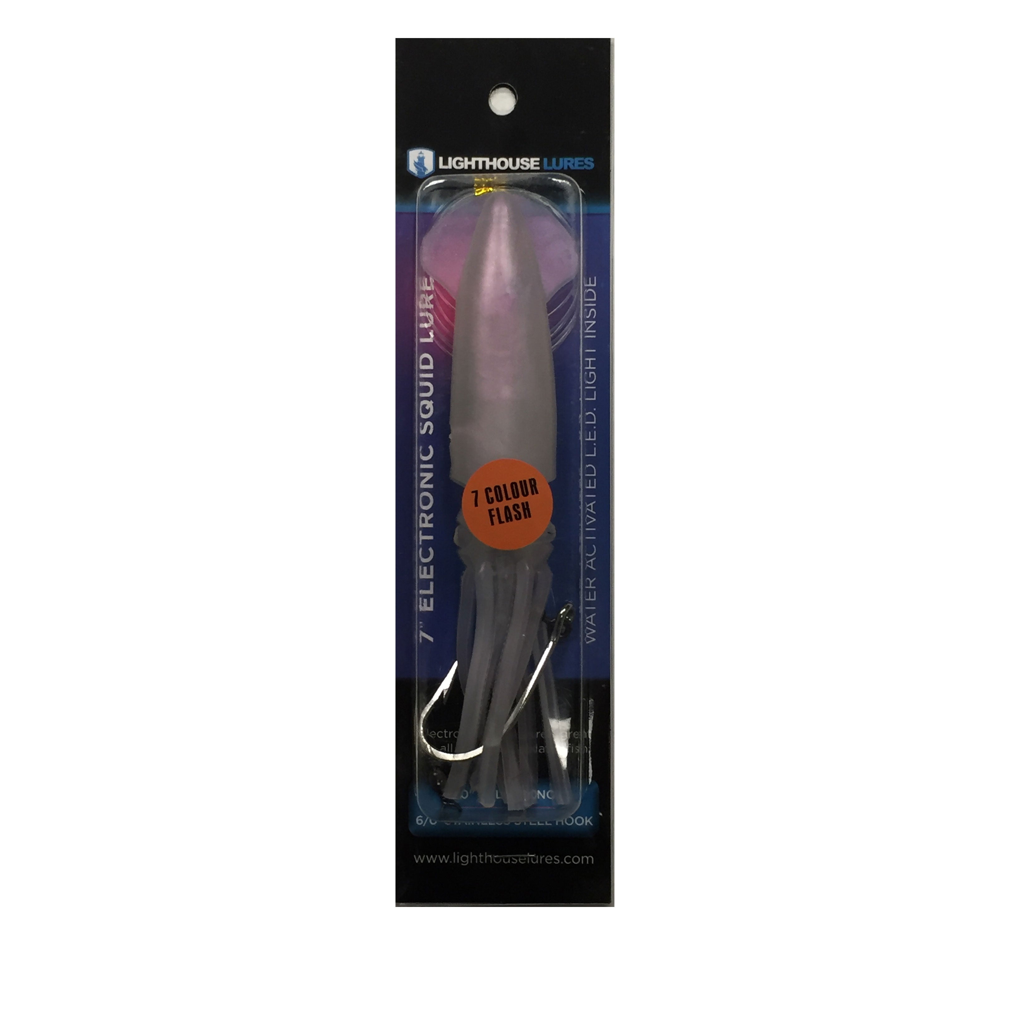 Lighthouse Lures 7" LED Squid Lure - The Wicked White