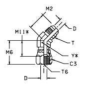 45 Swivel Nut Elbow, 1/4 x 7/16-20