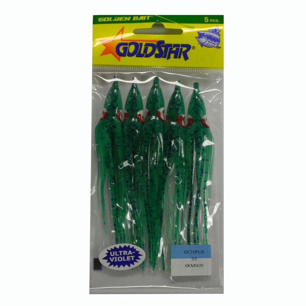 Yamashita 4-1/4" Green UV Octopus (5 pk)