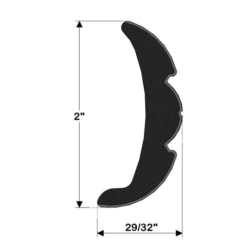 Flex-Core Vinyl Rub Rail V21-9906, 2" H x 29/32" W x 60' L, Frosty White