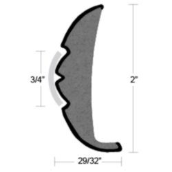 Flex-Core Vinyl Rub Rail V21-9906, 2" H x 29/32" W x 60' L, Frosty White