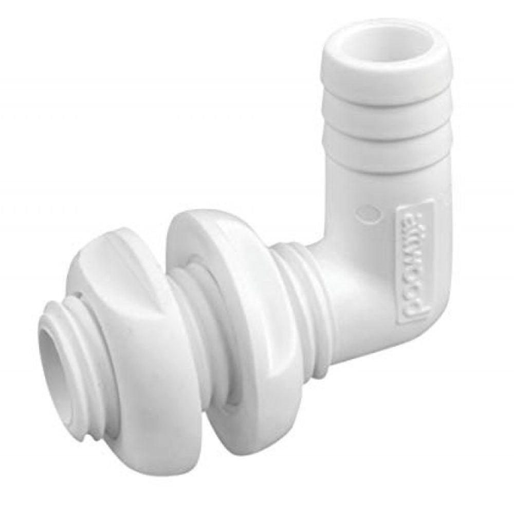 Attwood, 3877, 90 Degree Thru-Hull Connector, 3/4", White