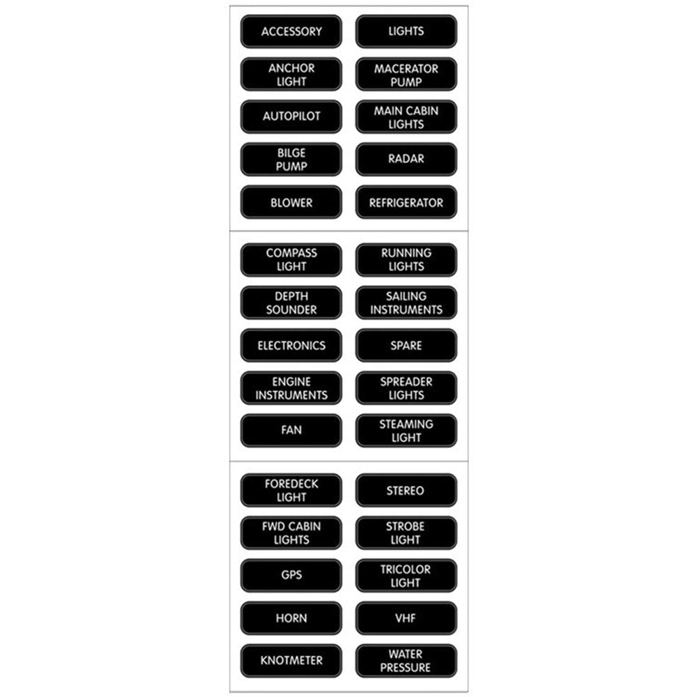 Blue Sea Systems, Panel Labels, Basic Label Kit, 30 Labels