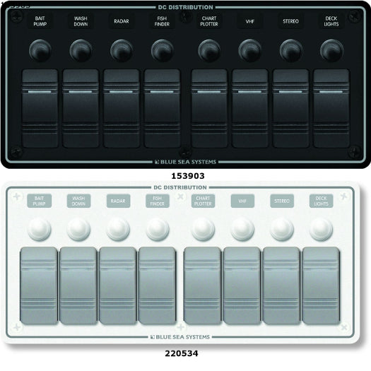 Blue Sea Systems DC Circuit Breaker 8371, 8-Position, 12/24v, Contura Switches
