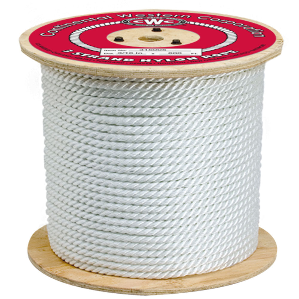 3 Strand Nylon Rope, White or Black