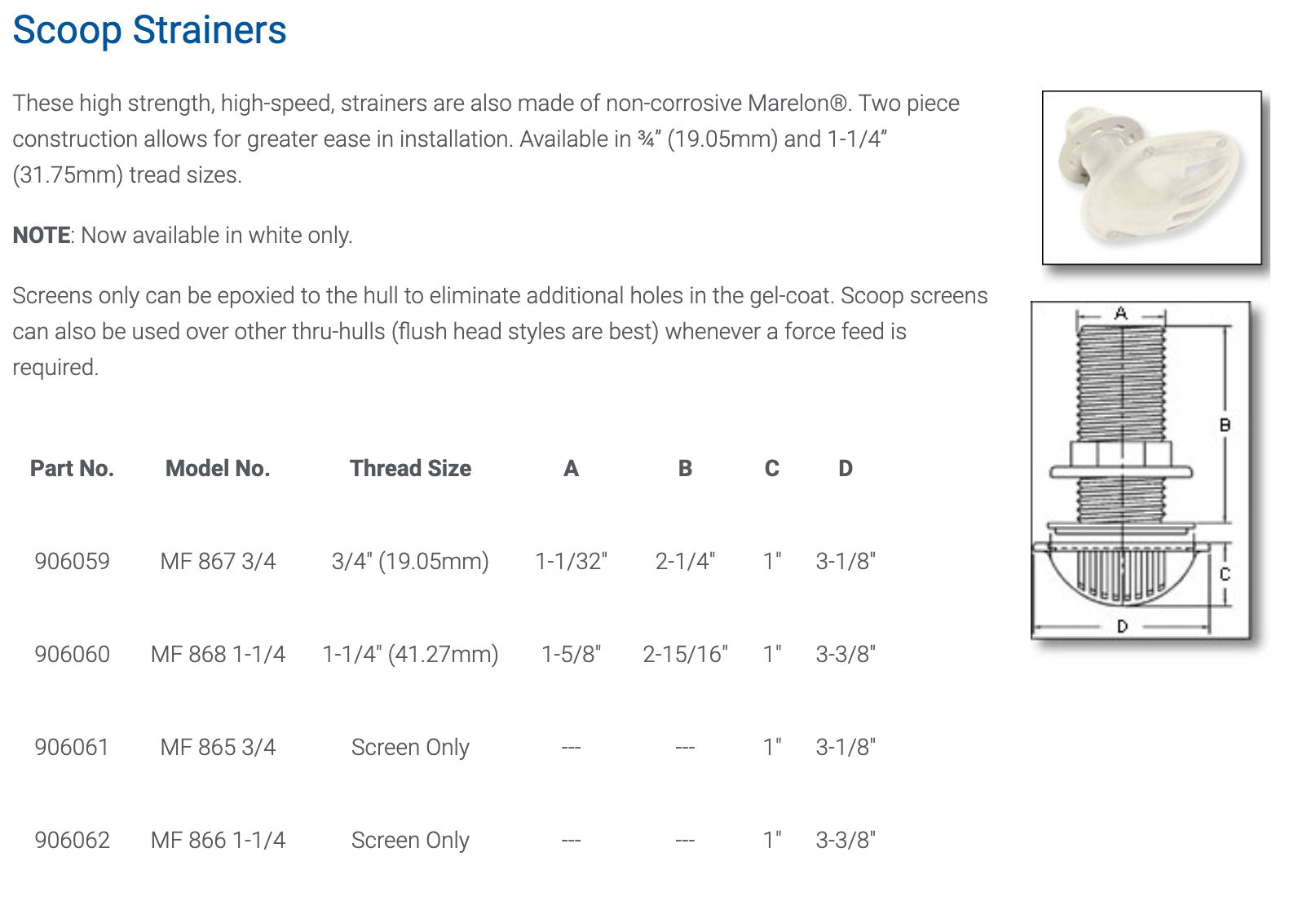 Forespar Marelon Scoop Strainer Thru Hull
