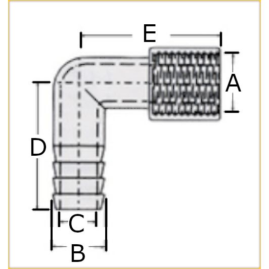 Forespar HECF Marelon Elbows Female NPT to Hose Barb, 90 Deg.
