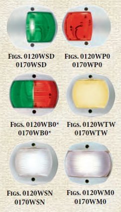 Perko, European Style, Navigation, Running Lights, 170 Series, Vertical Mount. White Plastic