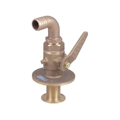 Bronze Seacock with Curved Hose Barb Tail Piece