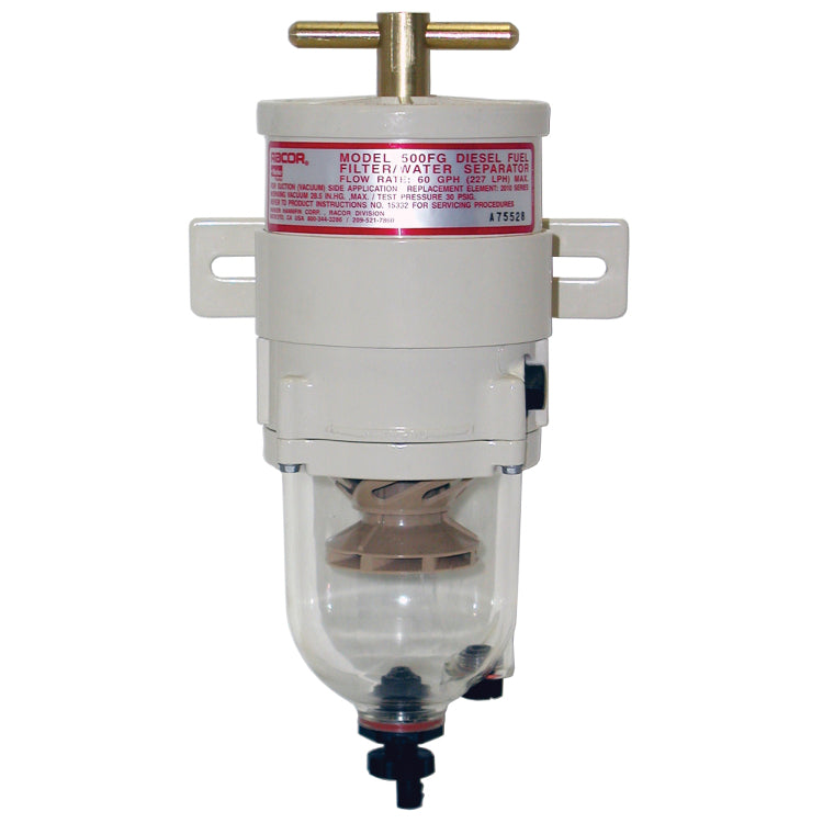 500FG Series Turbine Diesel Fuel Filter/Water Separator with Plastic Bowl, 60 gph