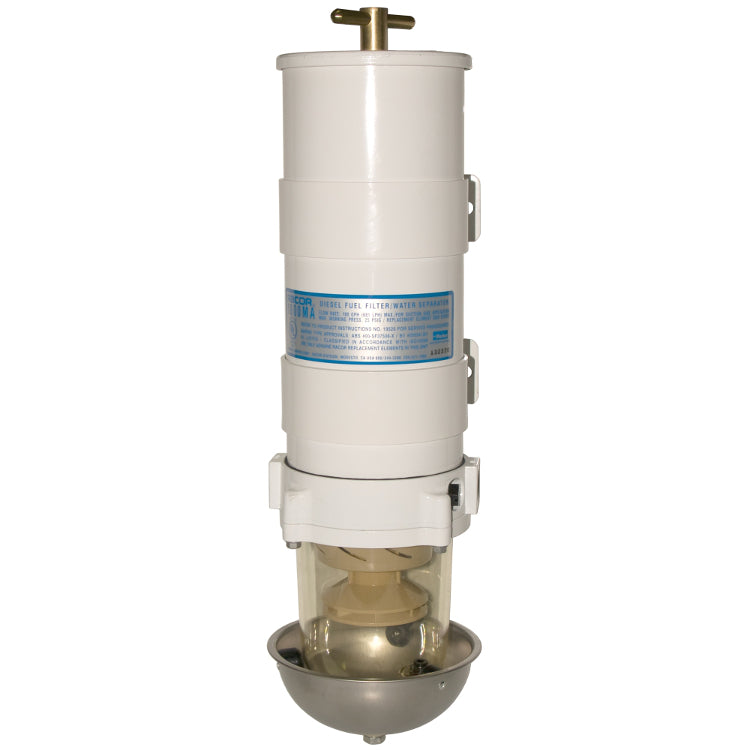 1000MA Marine Turbine Fuel Filter/Water Separator with Clear Bowl and Metal Shield