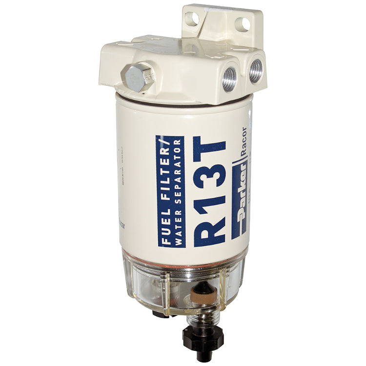 120B Series Fuel Filter/Water Separator, 20 gph, with Spin-On Element and Plastic Bowl