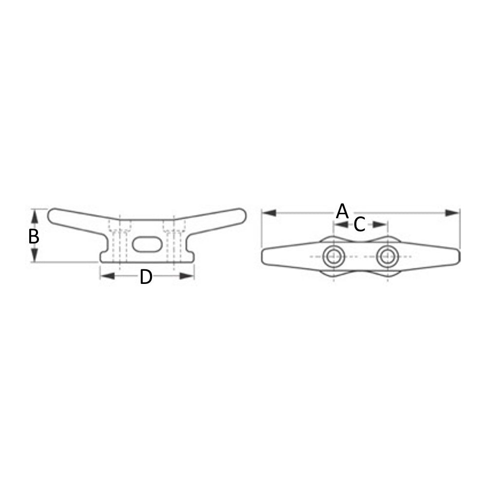 Sea-Dog, Open Base Cleat, Flat Head, Galvanized Iron