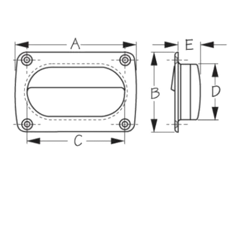 Sea-Dog, Flush Door Pull, Large, Delrin