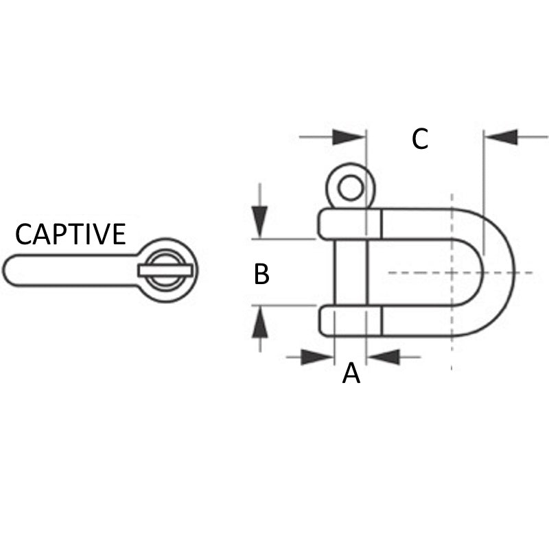 Sea-Dog, Captive Pin D Shackle, Stainless Steel