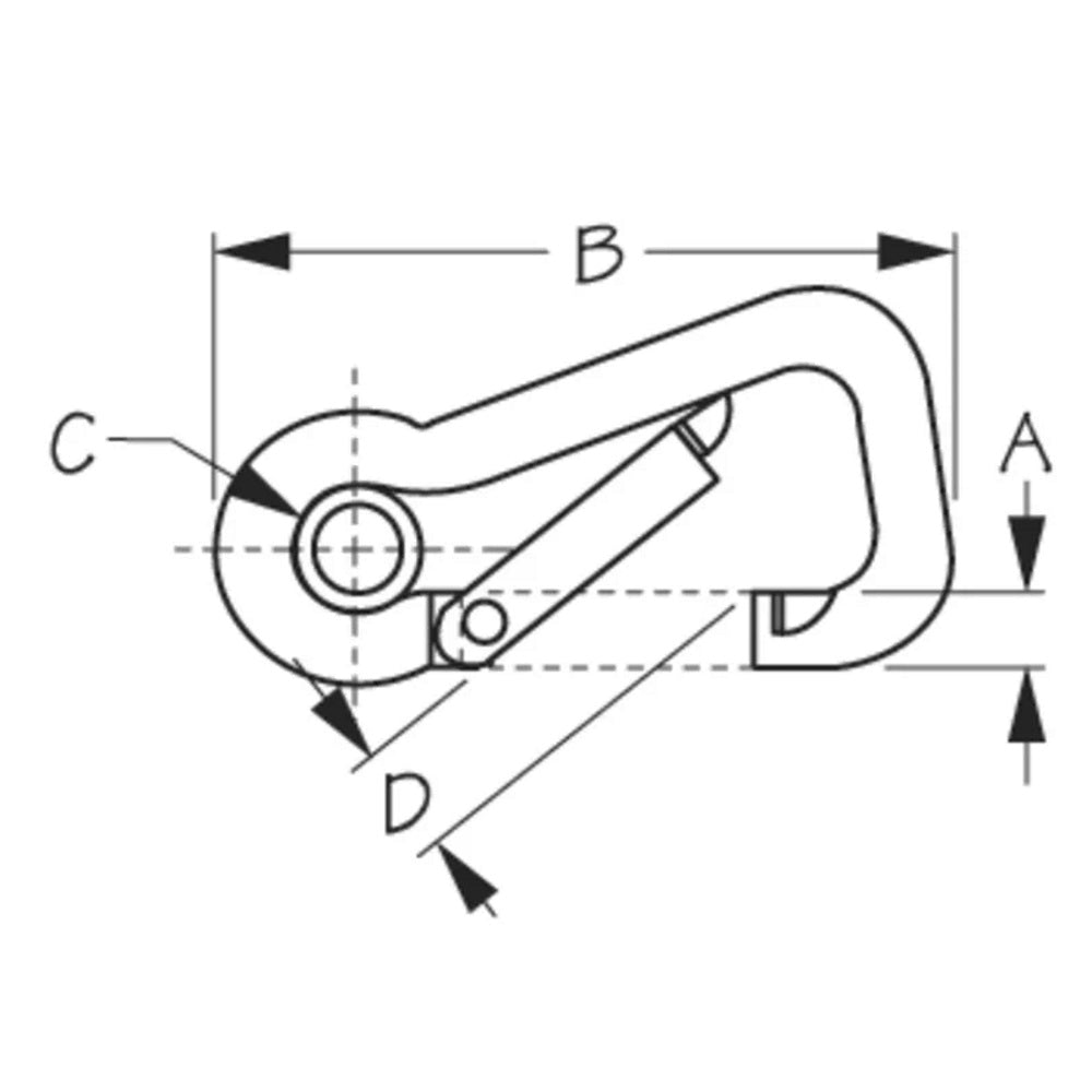 Sea-Dog, Asymmetrical Carabiner Snap with Eye Insert, Stainless
