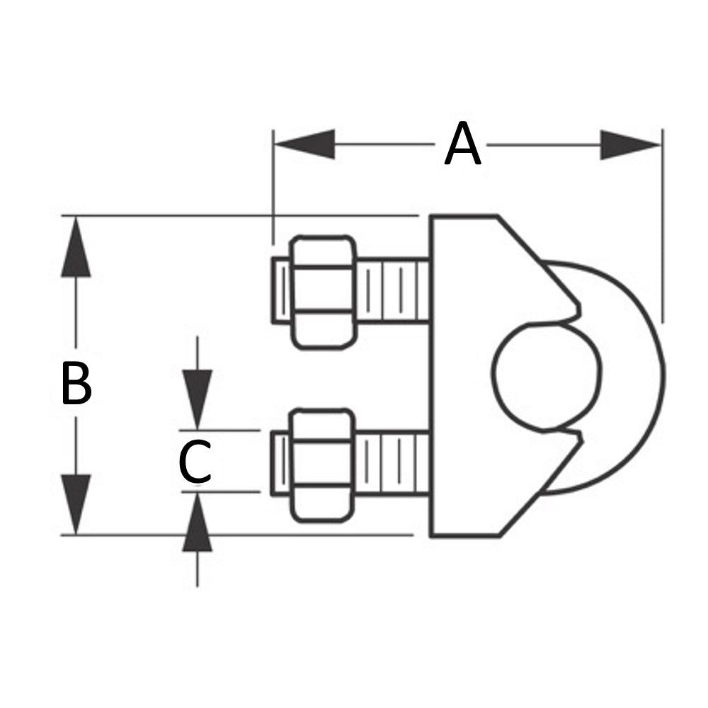Sea-Dog, Wire Rope Clip, Stainless, Sailing Hardware, Metric Threads