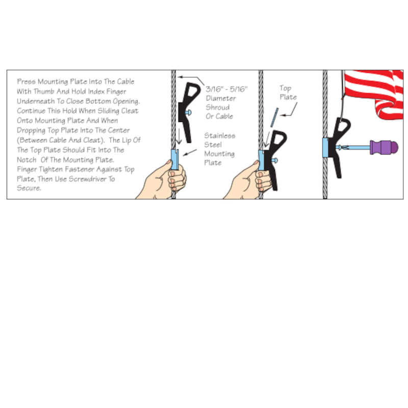 Sea-Dog, Shroud Mounted Halyard Cleat, Nylon w/ Stainless Mounting Plate