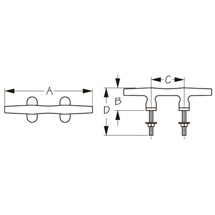 Sea-Dog Open Base Cleat with Stud Mount