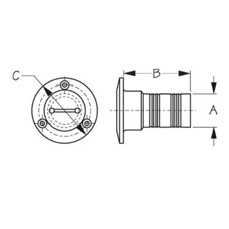 Sea-Dog, Stainless Steel Hose Deck Fill with Label for 1-1/2" Hose