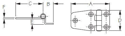 Sea-Dog, Short Side Offset Hinge, Stainless