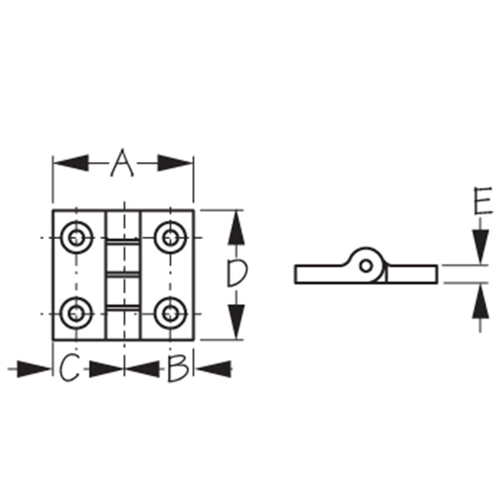 Sea-Dog, Butt Hinge, Fiberglass Nylon, Stainless Pin