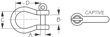 Stainless Steel Captive Bow Shackles