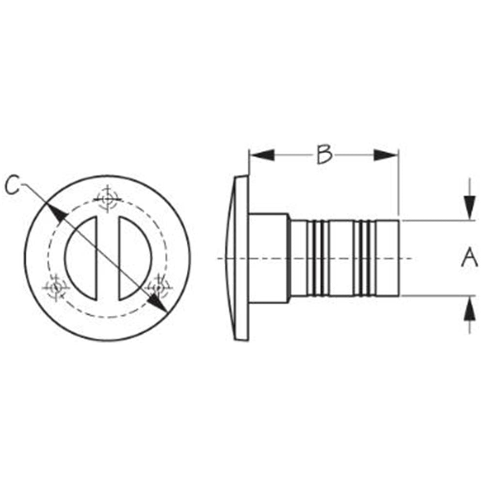 Sea-Dog, Key-Free Hose Deck Fill, Stainless, Mounting Holes Covered