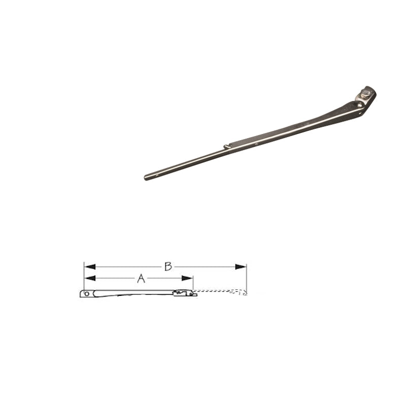 Sea-Dog, Stainless Wiper Arm, Hinged, for 11" or 14" Slip-on Blades, 3/8" Motor Shaft