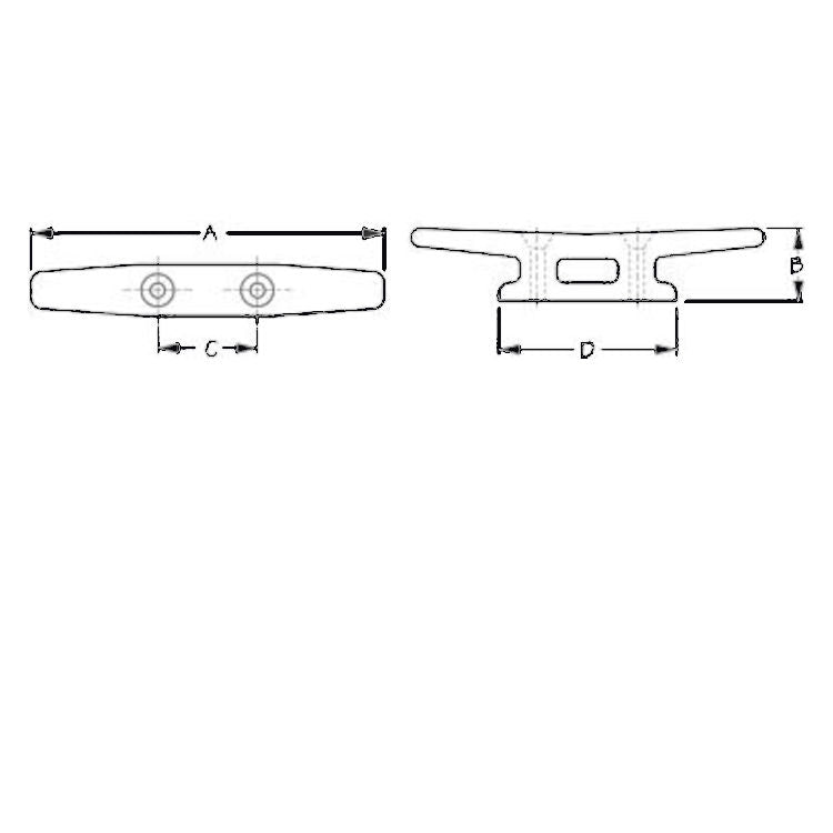 Sea-Dog, Open Base, Nylon Cleat, Nylon, Black