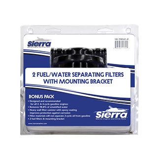 Fuel/Water Separator Filter w/ Bracket, 1/4" & 3/8", SS or Aluminum Brackets