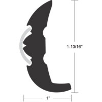 1-7/8" Rigid Vinyl Boat Rub Rail, Water Jacket - 1-7/8" H x 1" W x 20' L