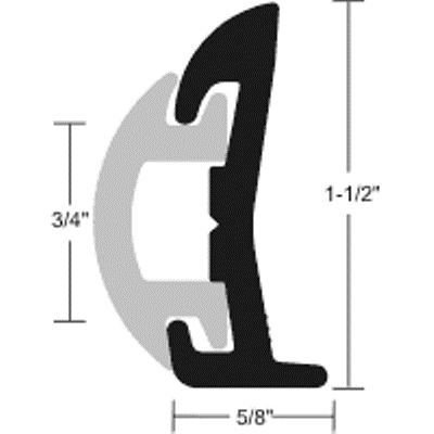 1-1/2" Rigid Vinyl Boat Rub Rail - 1-1/2" H x 5/8" W x 20' L