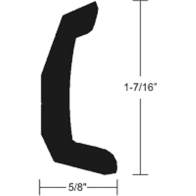 1-7/16" Rigid Vinyl Boat Rub Rail - 1-7/16" H x 5/8" W x 20' L