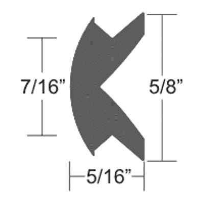5/8" Flexible Vinyl Rub Rail Insert - 5/8" H x 5/16" W (fits 7/16" rail channels - insert only)