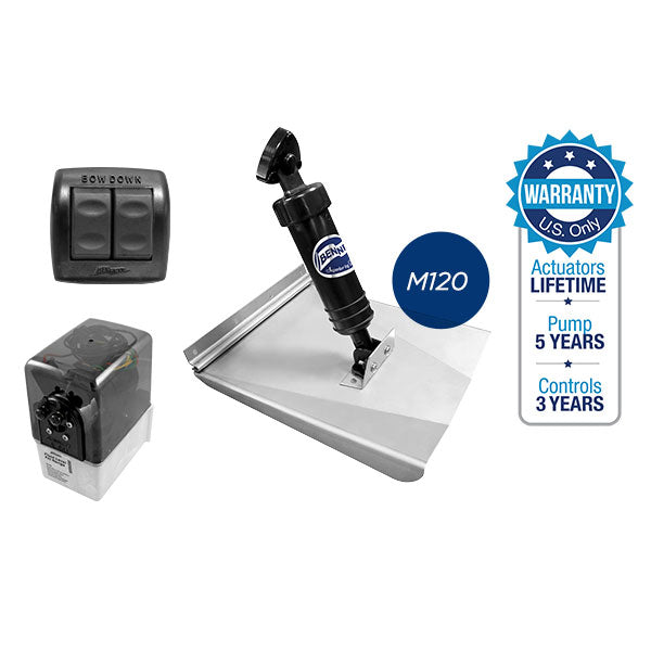 Bennett Sport Trim Tab System, 10" x 12", Transom Mount  M120, Stainless Steel