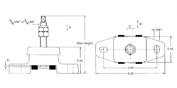 R & D Marine 5" x 2.44" Shear Loaded "Super Mounts"