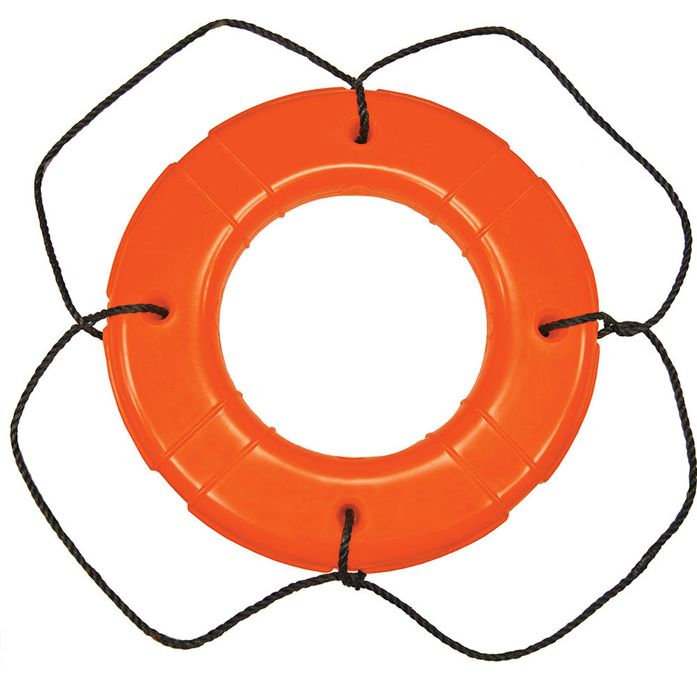 Orange Polyethylene Skin Life Ring Orange with Black Rope