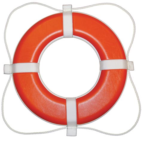 Taylor Made Orange Vinyl Coated Foam Life Ring Orange with White Rope, USCG