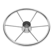 Schmitt, Destroyer Type Boat Wheels, 6 Spoke, Standard Rim, Black Center Cap, 3/4" Tapered Shaft
