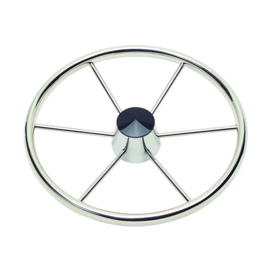 Schmitt, Destroyer Type Boat Wheels, 6 Spoke, Standard Rim, Black Center Cap, 3/4" Tapered Shaft