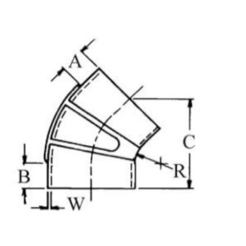 Trident, 45 Deg. Exhaust Bellows, Elbow, Black Rubber