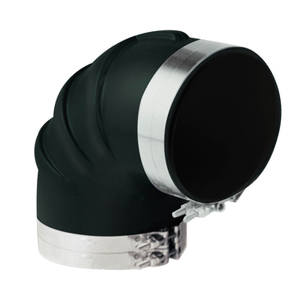 Trident, 90 Deg. Exhaust Bellows, Elbow, Black Rubber