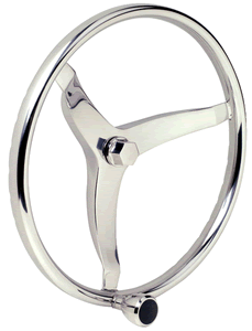 Stainless Steel Sport Boat Steering Wheels, 13.5" & 15.5" Dia. with Knob