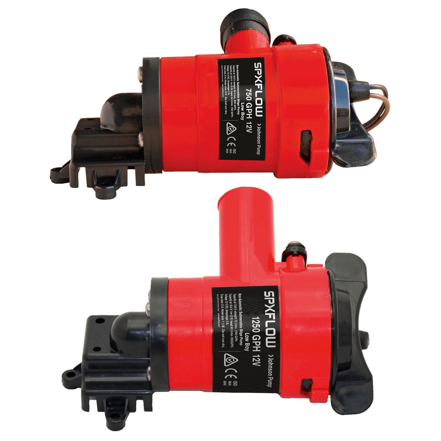 Johnson Pump, Low Boy Low Profile Bilge Pump, 750 & 1,250 gph, 12 volt