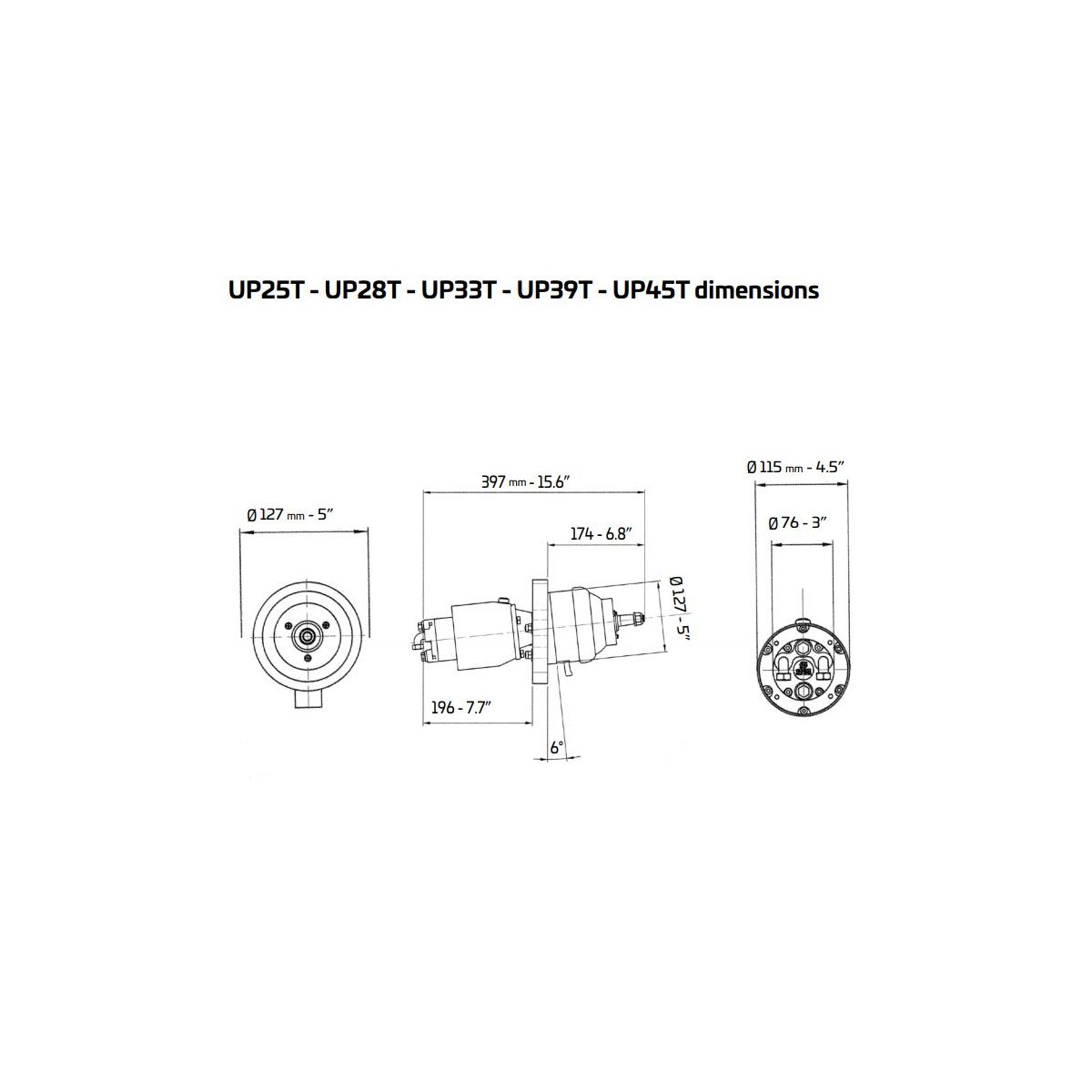 Uflex Tilt Mount Helm Pumps, UP28T-X52, UP33T-X52 & UP39T-X52