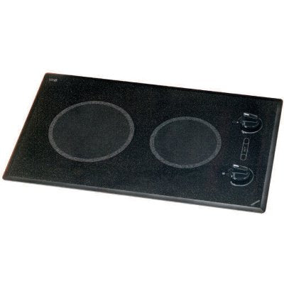 Two Burner Electric Marine Stove, Mediterranean 6.5" and 8" Burner Black Top with Analog Controls