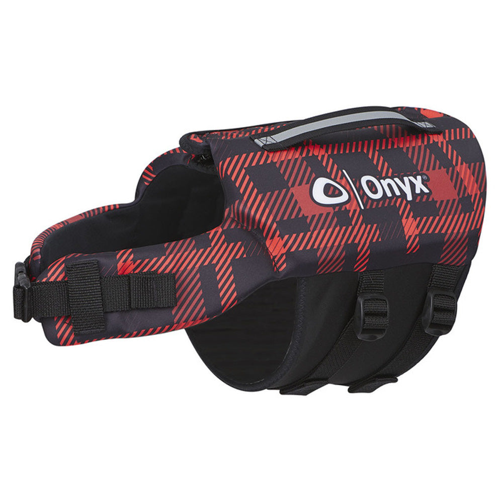 Onyx Neoprene Pet Life Jacket, Red Plaid