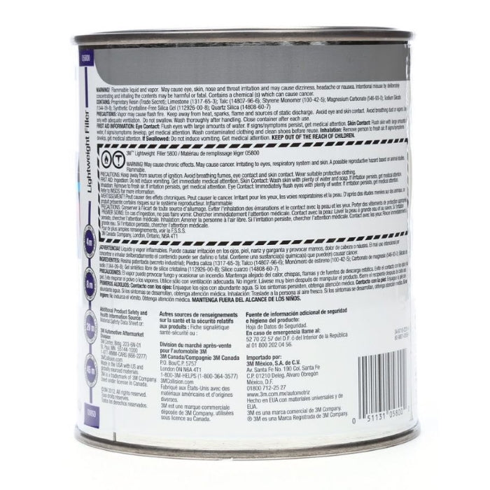 Lightweight Body Filler, Quart 3M, 05800,